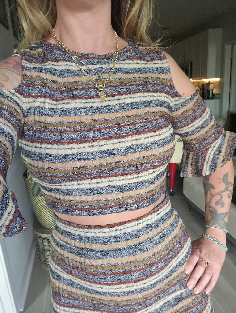 BCBGeneration Striped Ribbed Matching Set - Picture 2 of 8